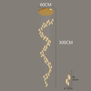 Lustre spirale moderne – Luminaire de luxe en cristal pour villa et salon