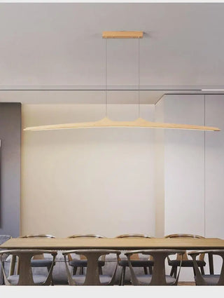 Walnut Pendant Light – Minimalist Dining Room Lighting With Integrated LED Fixture
