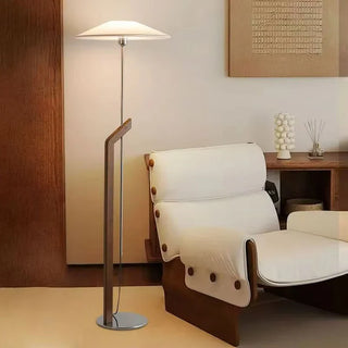 Minimalist Wooden Floor Lamp – Modern LED Lighting With Fabric Lampshade