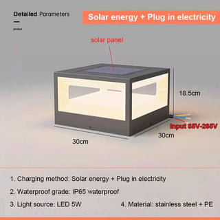 Solar Pillar Lamp – Stainless Steel Outdoor Solar Lighting With Warm White LED