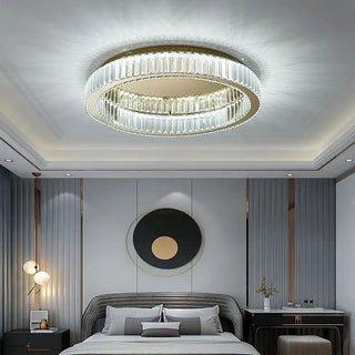 LED Ceiling Light – Modern Gold Finish Crystal Lamp with Adjustable Warm Ambient Lighting