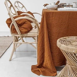 linen tablecloth premium european linen fabric terracotta rectangle cover front view