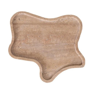 travertine stone tray earthworks luxury organic shape handcrafted decorative tray side view