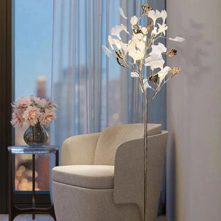 Metal Floor Lamp – Ginkgo Leaf Art Deco Lighting | Durable Plated Iron Lamp