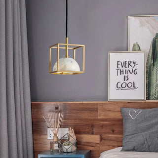 Copper Pendant Light – Minimalist Polished Copper Finish LED Bedroom Lighting