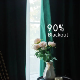 blackout velvet curtain thick luxury deep green velvet drapes room darkening top view