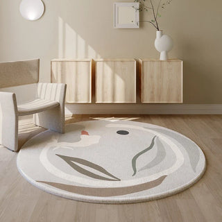 round plush luxury rug abstract area rug non slip curved edges front view