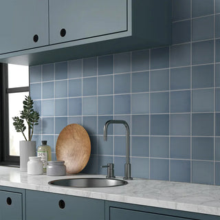 sicily wall tile panels blue self-adhesive vinyl waterproof eco-friendly side view
