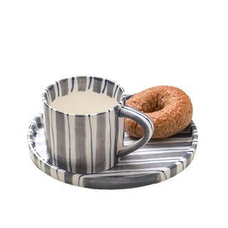 ceramic mug collection handcrafted toscana grey blue striped coffee cups set angle view