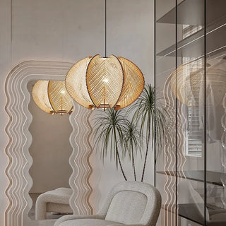 Nordic Wooden Pendant Light – Scandinavian Pendant Lamp with LED Cord Suspension