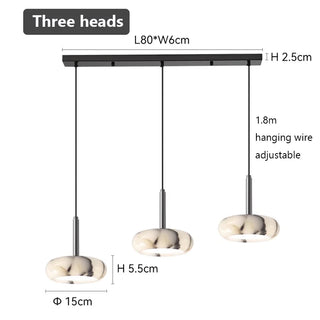 Natural Stone Pendant Light – Black Bedroom Lighting with Metallic Iron Finish