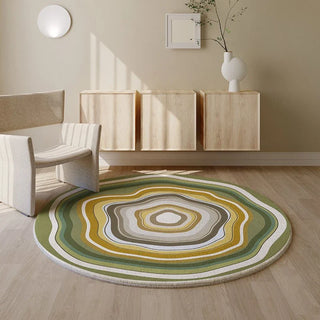 round plush luxury non slip soft floor covering spirale pattern front view