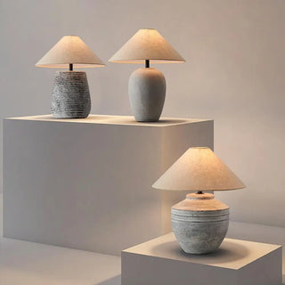 Ceramic Table Lamp – Japanese Style Lamp with Adjustable LED & Remote Control