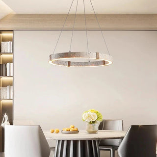 Stone Steel Chandelier – Contemporary Dining Room Lighting | Dimmable LED Fixture
