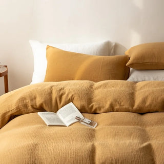 linen duvet cover classic brown european bedding set 500tc fabric close-up