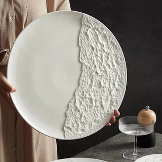 textured ceramic plate earthworks luxury porcelain plate set sandy texture design set view