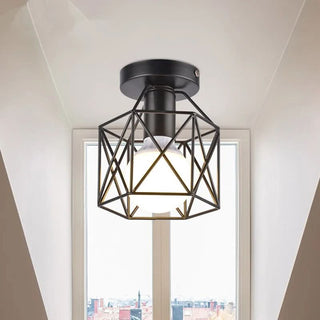 Geometric Ceiling Light – Black Wrought Iron Lamp | Modern Nordic Lighting Fixture