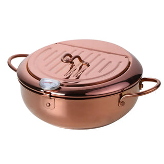 thermometer fryer pot 3.2 liter stainless steel double layer eco friendly cooker front view
