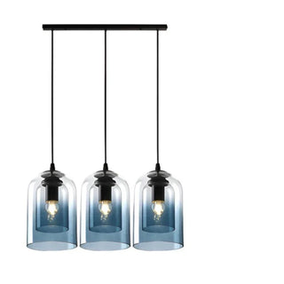 Dual gradient blue glass pendant lamp — artisan polished ceiling fixture