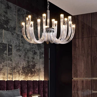 Glass Chandelier – Modern Clear Glass Pendant with Integrated LED Lighting