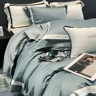 egyptian cotton duvet cover luxury bedding set serene escape tela nativa side view