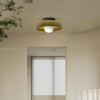 Vintage Ceiling Light – White Glass Entryway Lighting | Retro Lamp by Lumavera