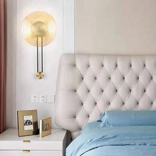 Nordic Wall Lamp – Modern Wall Sconce with Black Gold Frame & Amber Diffuser