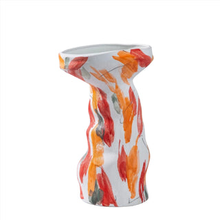ceramic handcraft vase handmade graffiti art porcelain bright autumn decor front view