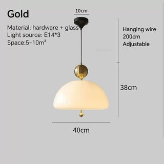 Creamy Glass Pendant Light – Modern LED Bedroom Lamp with Iron Finish Fixture