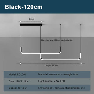 Black Gold Pendant Light – Modern LED Pendant Lamp with Adjustable Height and Remote Control