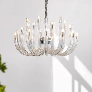 Glass Chandelier – Modern Clear Glass Pendant with Integrated LED Lighting