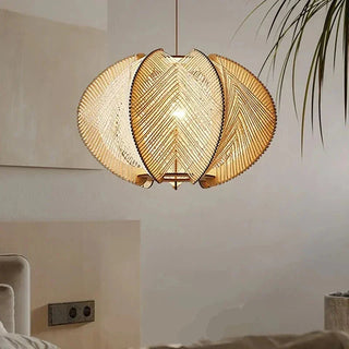 Nordic Wooden Pendant Light – Scandinavian Pendant Lamp with LED Cord Suspension