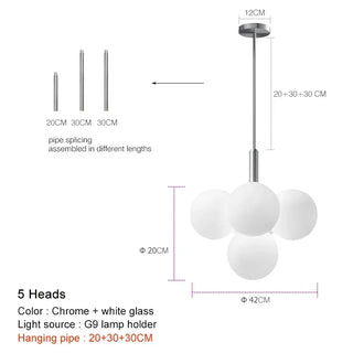 Nordic Glass Chandelier – Modern Ceiling Light with Frosted Glass Shades