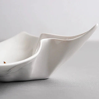 ceramic serving plate earthworks handcrafted porcelain dinnerware large elegant tableware side view