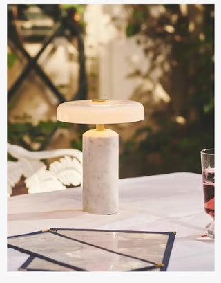 Marble LED Table Lamp – Modern Touch Control Lamp with Frosted Glass Shade