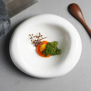 ceramic plate bowl earthworks handcrafted porcelain dinnerware smooth chunky dish detail