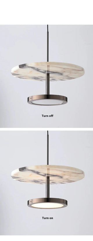 Natural Stone Pendant Light – Black LED Adjustable Hanging Light Bedroom