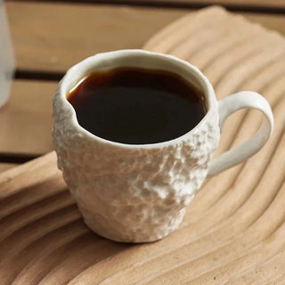 rock texture ceramic mug handcrafted stoneware coffee cup 150ml durable detail