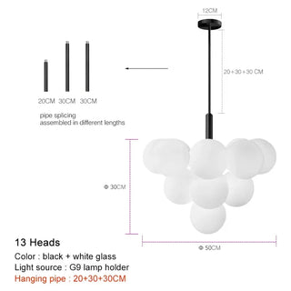 Nordic Glass Chandelier – Modern Ceiling Light with Frosted Glass Shades