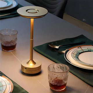 Elegant disk touch table lamp — LED adjustable brightness close-up