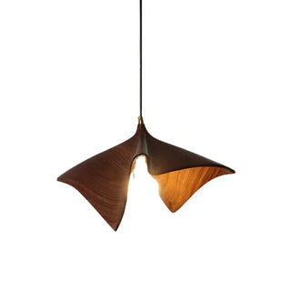 Oak-tone resin Bloom pendant illuminated — warm organic ceiling light