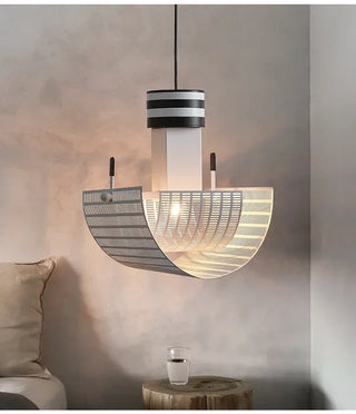 Black White Pendant Lamp – Modern LED Cord Light With Rotary Switch Control