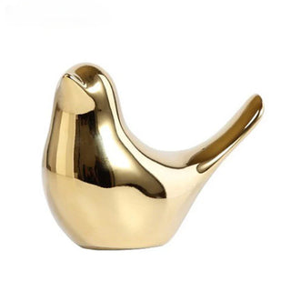 golden bird figure handmade enamel ceramic bird sculpture elegant home decor front view