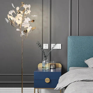 Metal Floor Lamp – Ginkgo Leaf Art Deco Lighting | Durable Plated Iron Lamp