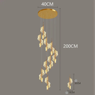 Lustre spirale moderne – Luminaire de luxe en cristal pour villa et salon