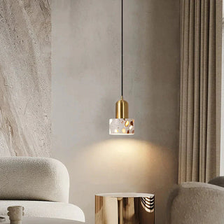 LED Pendant Light – Modern Pendant Lamp with Travertine Stone Shade | Warm Ambient Lighting