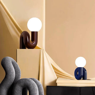 Modern pink lamp side — frosted glass shade LED warm glow