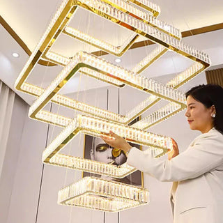 Modern Crystal Chandelier – Elegant LED Ceiling Lamp with Remote Control