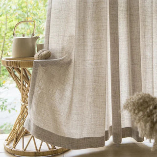japanese sheer curtain thick linen voile privacy light filtering drapery side view