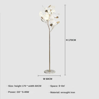 Metal Floor Lamp – Ginkgo Leaf Art Deco Lighting | Durable Plated Iron Lamp
